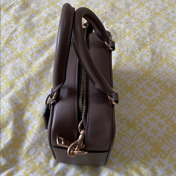 Coach Small Satchel Crossbody Leather Bag NWT Dark Stone Mocha Mousse Color - Picture 5 of 13